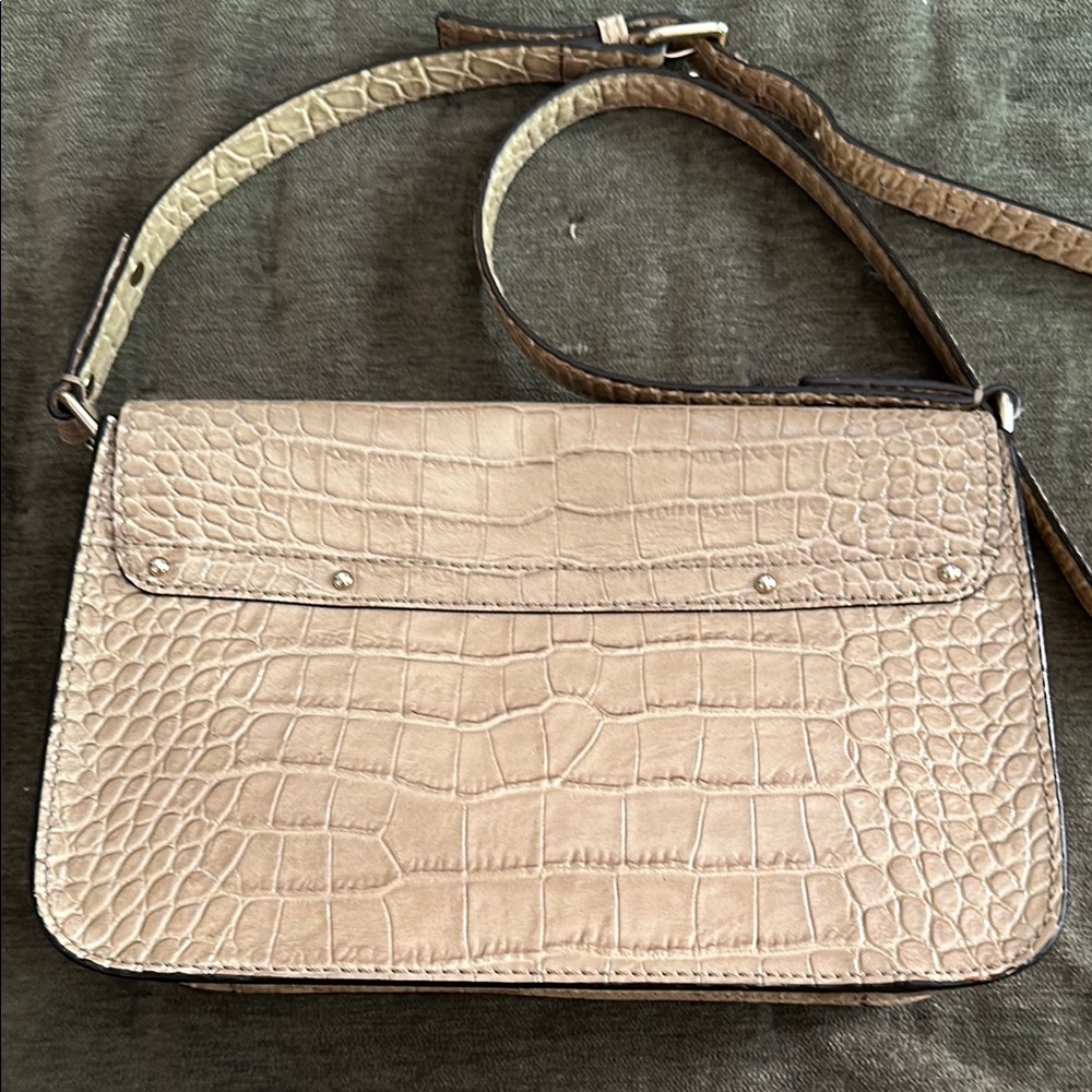 Kate Spade croc embossed leather Tan Crossbody Bag with Flap Closure - Picture 7 of 14